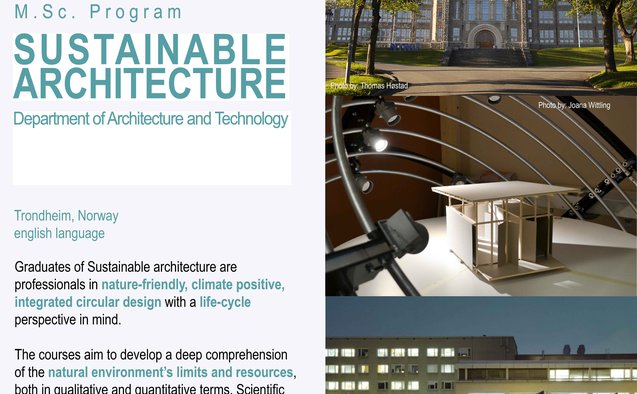 NTNU M. Sc. Program: Sustainable Architecture Front Page