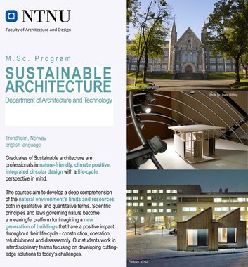 NTNU M. Sc. Program: Sustainable Architecture Front Page